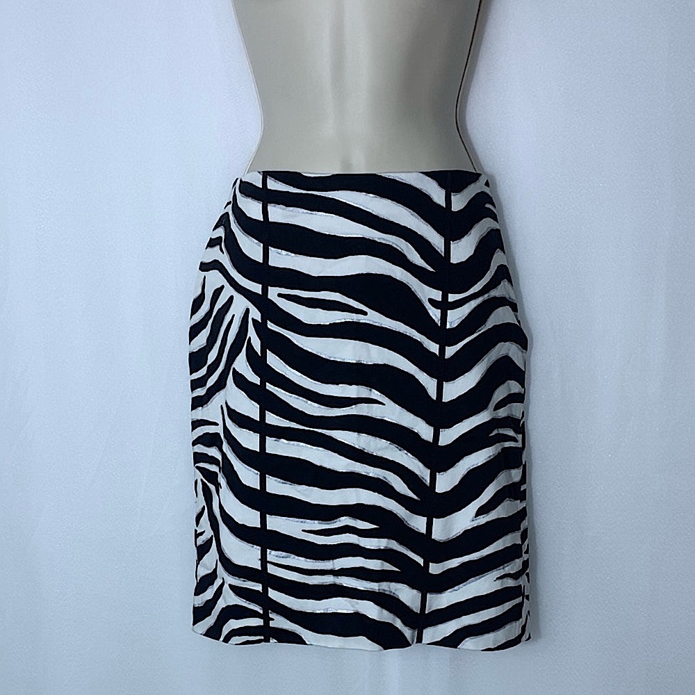 White House Black Market Black and White Zebra Print Skirt